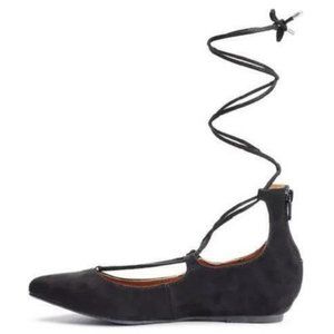 Candies Kraizin Black Lace Up Pointed Toe Sz 6